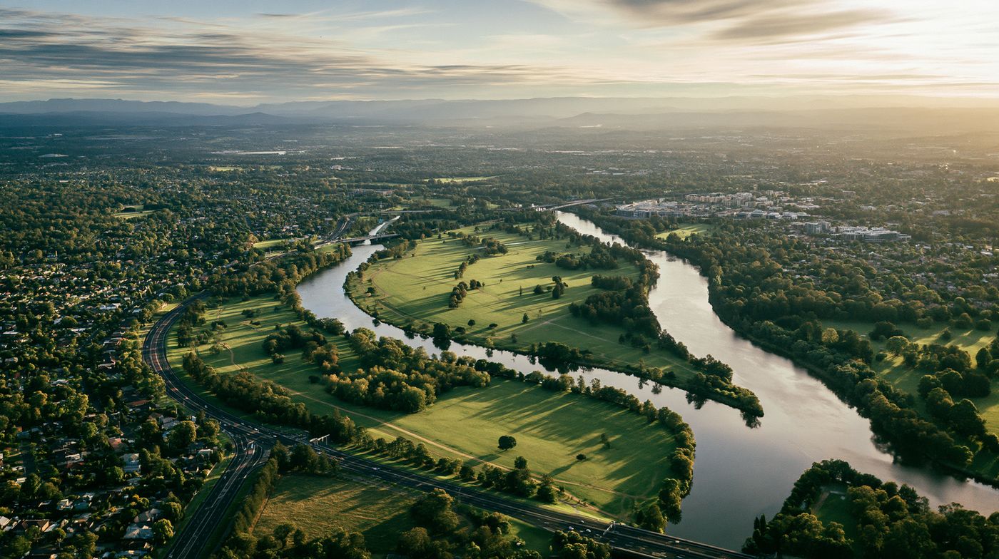 The Nepean River at Penrith from above